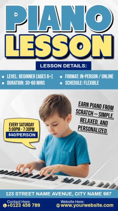 Piano Lessons Instagram Reel Template | PosterMyWall