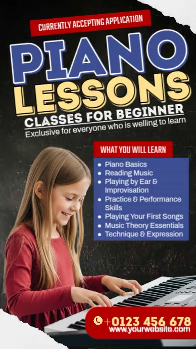 Piano Lesson Beginner Class Instagram Reel template