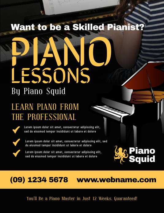 Piano Lesson Flyer Рекламная листовка (US Letter) template