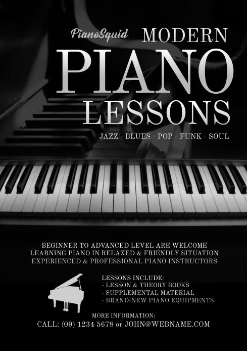 Sjabloon Piano Lesson Flyer Template Postermywall