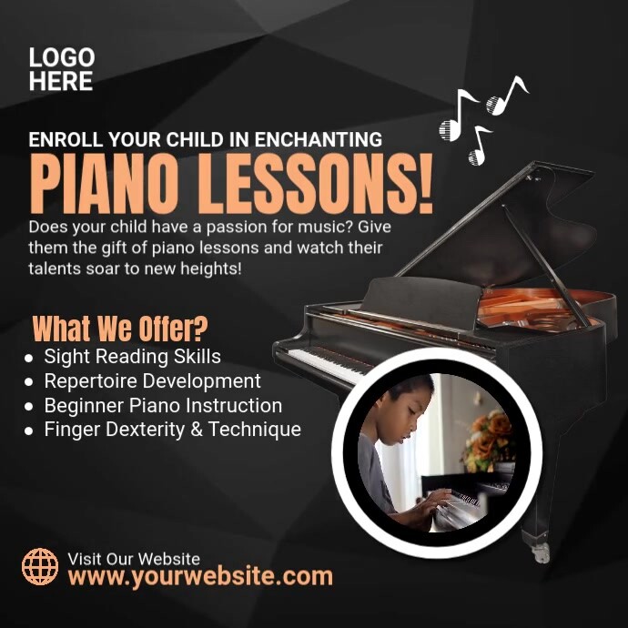 Piano Post Program Piano Lessons Template | PosterMyWall