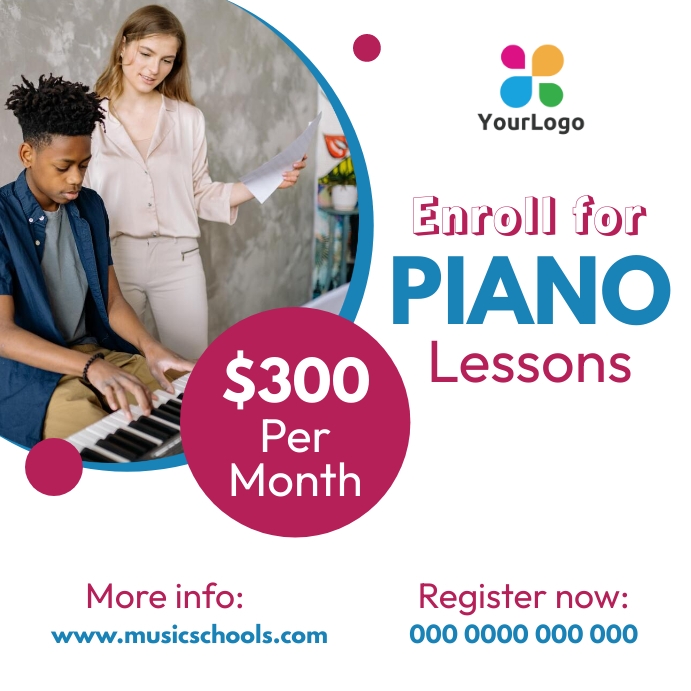 Music Lessons Design Piano lessons Template | PosterMyWall