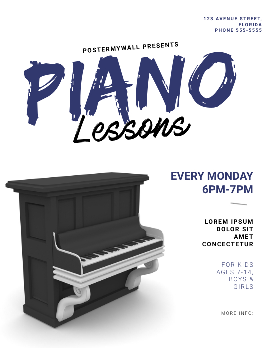 Piano Lessons Flyer Template PosterMyWall