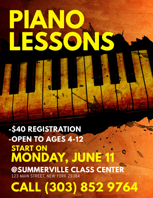 Piano Lessons Flyer Template PosterMyWall