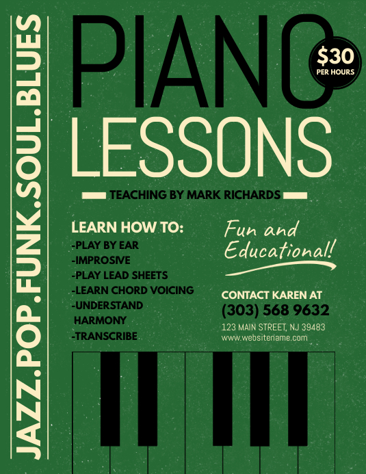 Piano Lessons Flyer Template | PosterMyWall