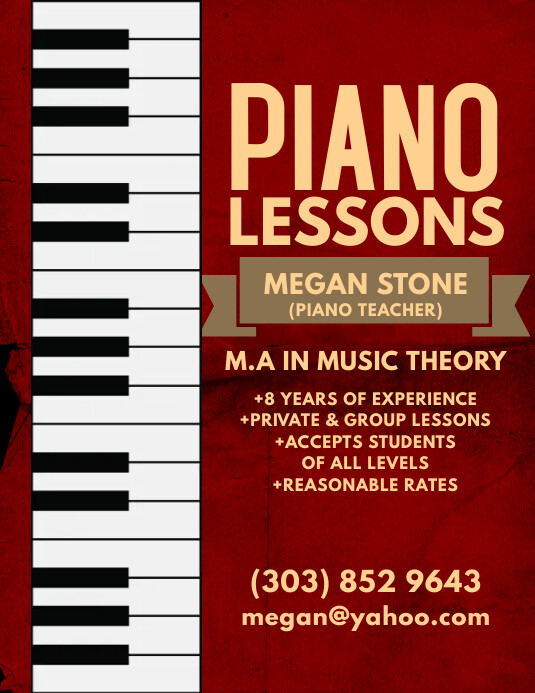 Piano Lessons Flyer Template PosterMyWall