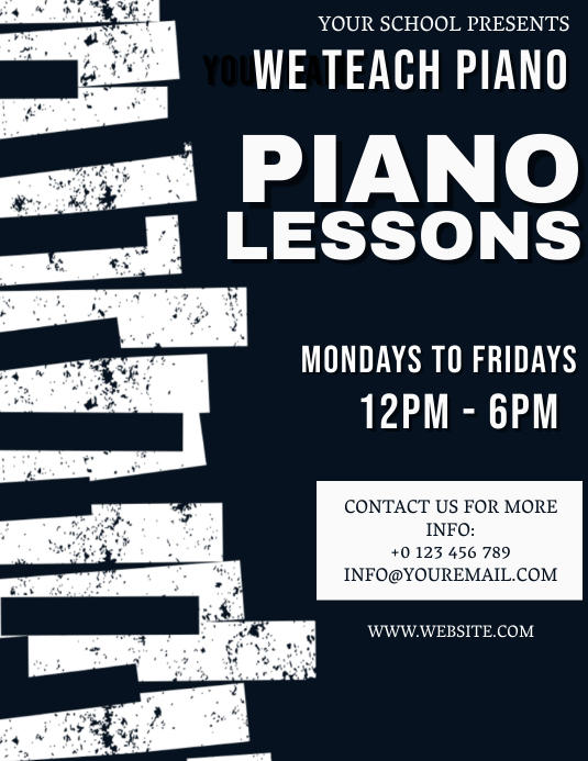 Copy of PIANO LESSONS TEACHER CLASS Flyer Template PosterMyWall