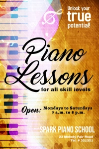 piano lessons template Poster