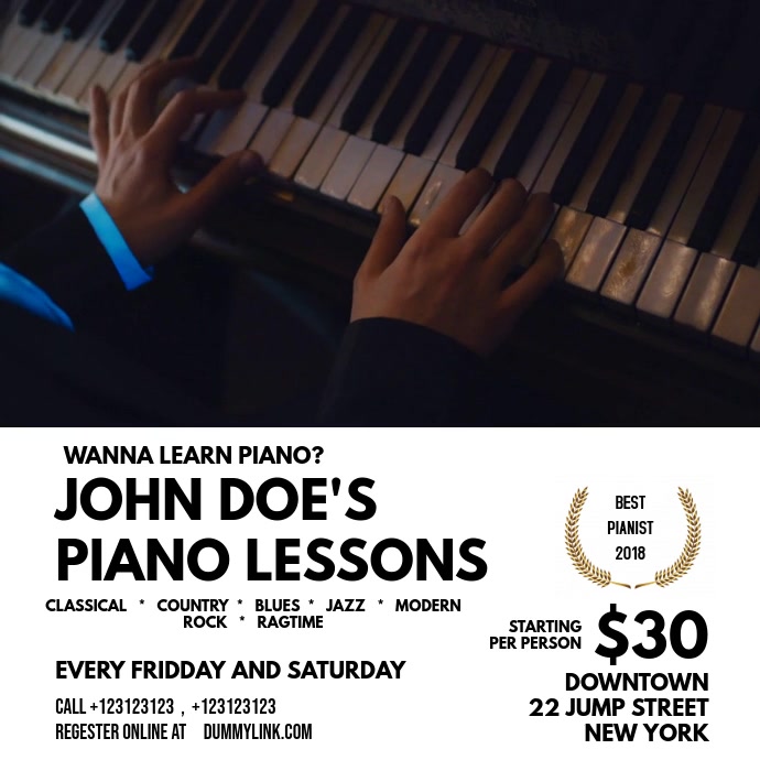 Piano Lessons Template Persegi (1:1)