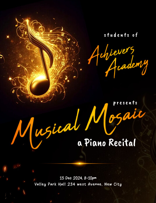 Piano recital invitation flyer template | PosterMyWall
