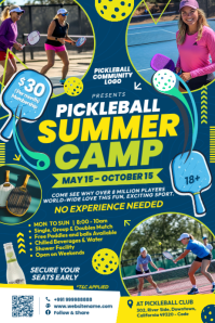 Pickleball Summer Camp Poster Template Póster