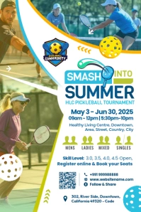 Pickleball Summer Tournament Template Poster