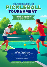Pickleball tournament flyer A4 template
