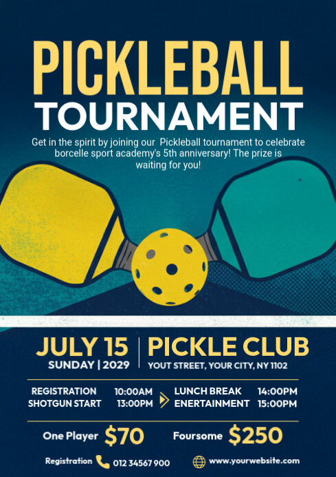 Pickleball Tournament  Flyer A4 template