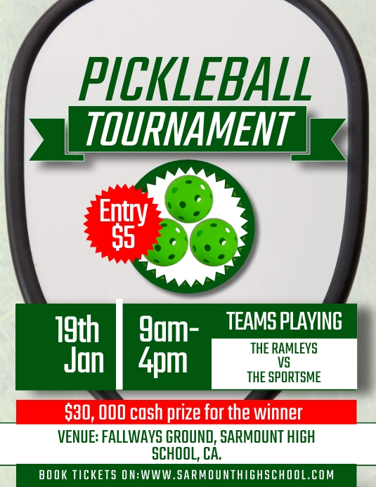 Plantilla de PICKLEBALL TOURNAMENT POSTER EDITABLE PosterMyWall