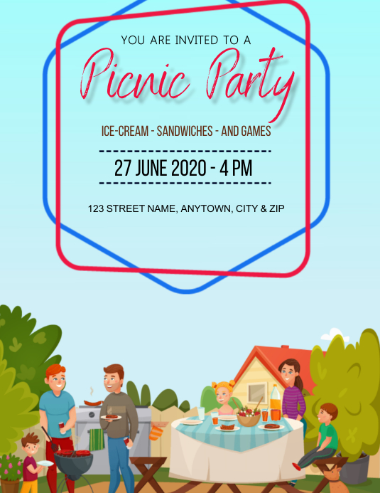 PICNIC birthday party Design Template Flyer (US Letter)