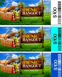 Picnic hangout event facebook group cover editable printable admission vip ticket template design Instagram Portrait