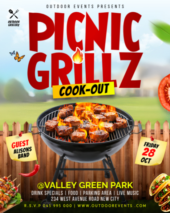 Copy of Picnic outdoor grill bbq cook out backyard family event ...