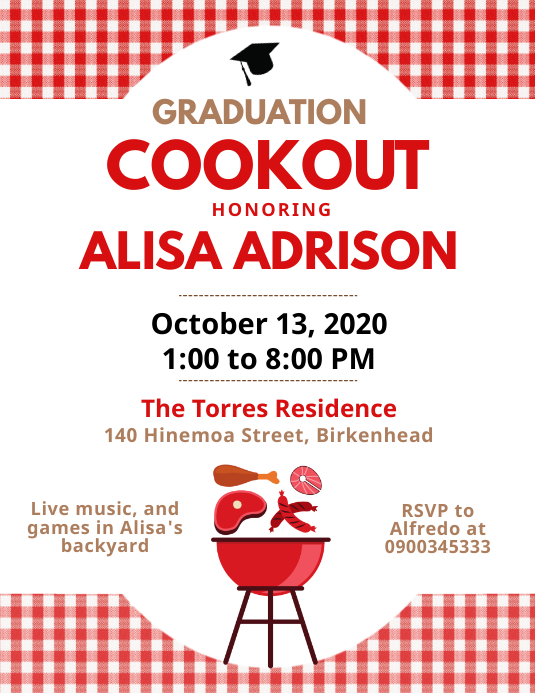 Picnic plaid graduation cookout flyer Template | PosterMyWall