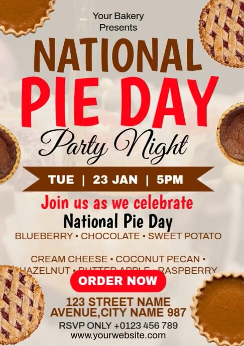 Pie Week Poster Pie Day Party Template | PosterMyWall