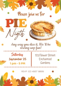 Pie Night Invitation Editable Template A6