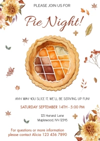 Pie Night Invitation Editable Template A6