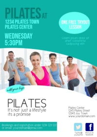 Pilates  fitnes Flyer subscribtion Template A4