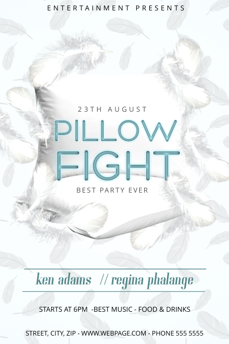 Pillow Fight Flyer Template Postermywall