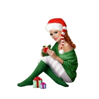 Pin-up Girl Christmas Drawing Woman Logo template