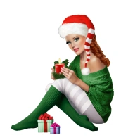 Pin-up Girl Christmas Drawing Woman Logo template