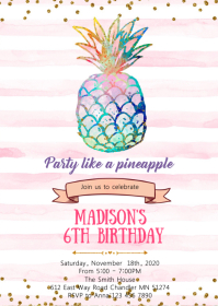Pineapple birthday party invitation Template | PosterMyWall