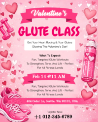 Pink "Valentine's Glute Class" Fitness Workout & Gym Event Flyer Template Instagram Portrait