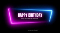 Pink & Blue Futuristic HAPPY BIRTHDAY Digital Display (16:9) template