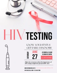 Pink & Gray Modern HIV Testing Flyer ใบปลิว (US Letter) template
