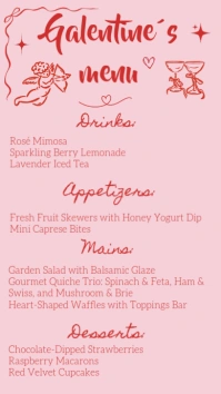pink & red Galentines Day Menu Instagram-verhaal template