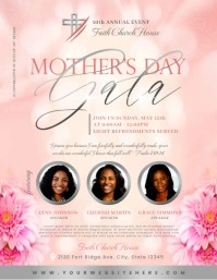 Pink & Silver Mother's Day Gala Church Event Pamflet (VSA Brief) template