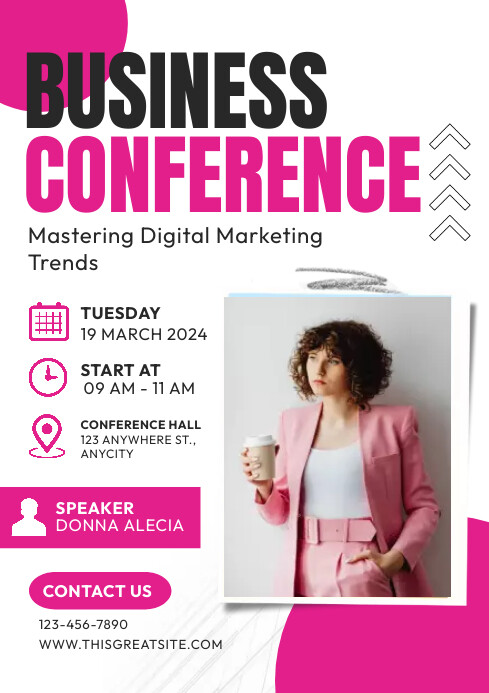 Pink Conference Picture Plantilla de Pink & White Business Conference | PosterMyWall