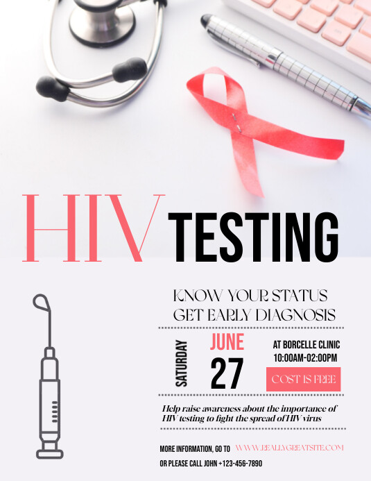 Pink & Gray Modern HIV Testing Flyer template