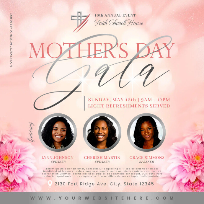 Pink & Silver Mother's Day Gala Church Event Wpis na Instagrama template