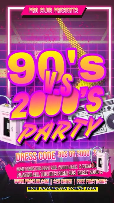 Pink 3d 90's Vs. 2000's Tournament  Instagram template