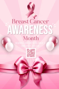 Pink 3d Breast Cancer Awareness Banner 4' × 6' template