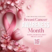 Pink 3d Breast Cancer Awareness Instagram Post Instagram-opslag template