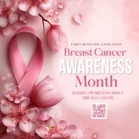 Pink 3d Breast Cancer Awareness Instagram Post template