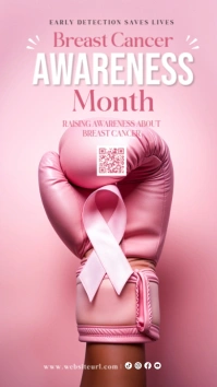 Pink 3d Breast Cancer Awareness Instagram Story template