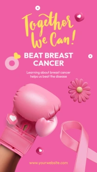 Pink 3d Breast Cancer Awareness Month  Instagram Story template