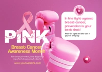 Pink 3d Breast Cancer Awareness Postcard Cartolina template