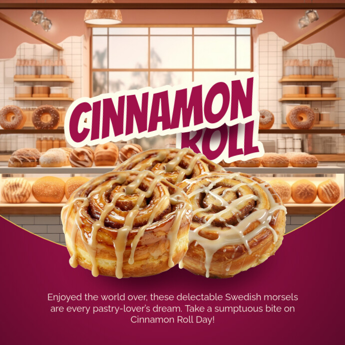 Stil Rool Post Pink 3d Cinnamon Rool Day Instagram Post Template | PosterMyWall