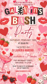 Pink 3d Galentines Party Instagram Story template