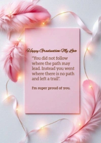 Pink 3d Graduation Quote  A6 template