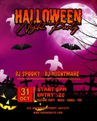 Pink 3d Halloween Night Party Instagram Portrait template